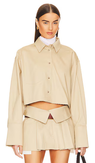 Chino Cropped Shirt in Khaki | Revolve Clothing (Global)
