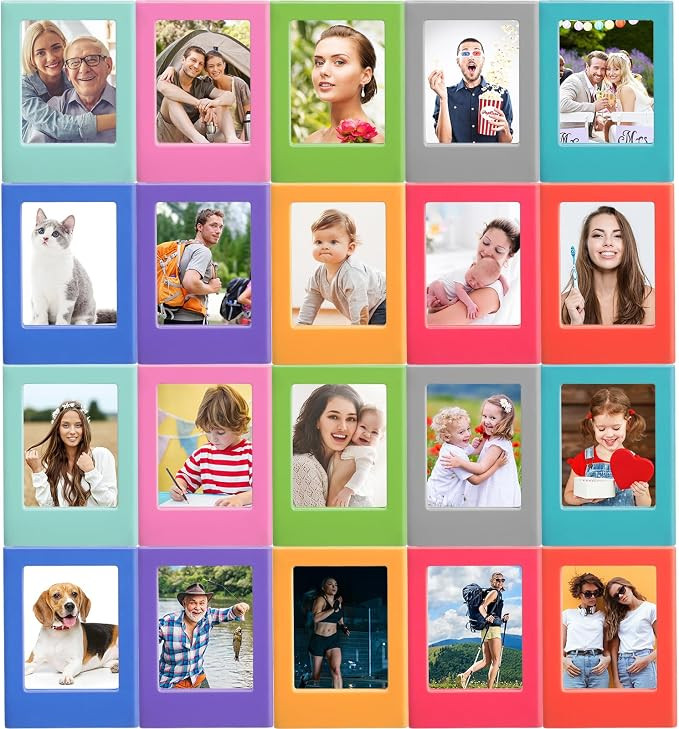 Epakh 20 Packs Magnetic Photo Picture Frame Cute Mini Table Photo Frame Holder 3 Inches Plastic C... | Amazon (US)
