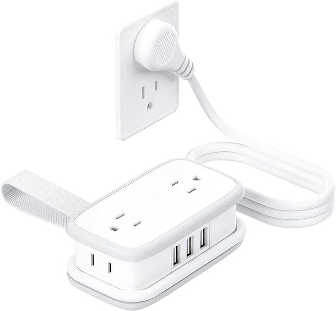 Travel Power Strip with USB Ports, NTONPOWER 4 Outlets 3 USB with 4FT Wrapped Short Extension Cor... | Amazon (US)