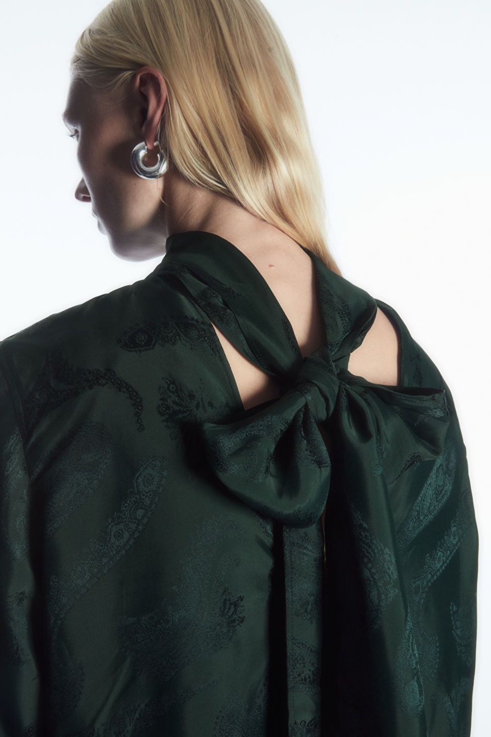 FLORAL-JACQUARD BOW BLOUSE - DARK GREEN / FLORAL - COS | COS UK