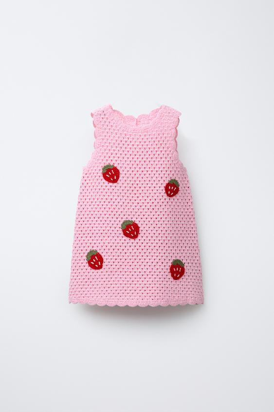 STRAWBERRY CROCHET KNIT DRESS | Zara US