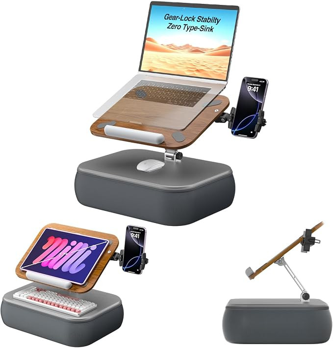 Height & Angle Adjustable Laptop Lap Desk, Laptop Desk with Cushion, Fits up to 16 inch Laptops &... | Amazon (US)