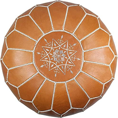 Moroccan Leather Pouf Ottoman Foot Rest – Handmade Ottoman Leather Pouf – Genuine Leather Boh... | Amazon (US)