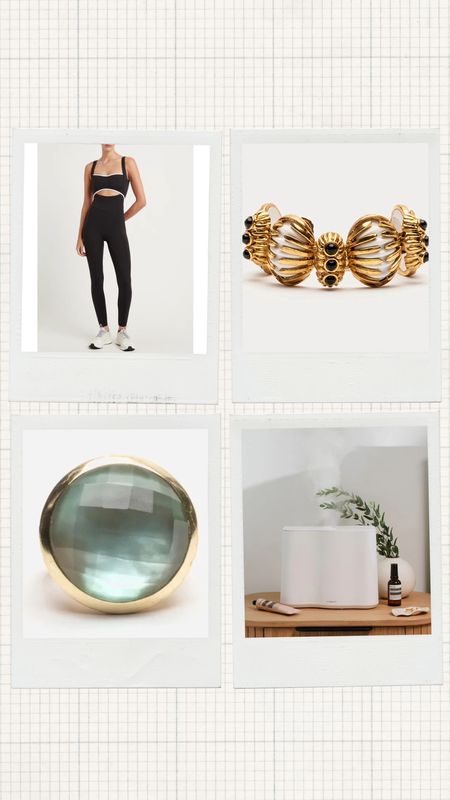 Holiday gift guide for her! If you’re looking for holiday gift ideas for her, we recommend this black & white cutout bodysuit for working out, gold Frances Valentine bracelet or Vitruvi humidifier! #giftguide #bracelet #ring #jewelry #fitness 

#LTKHoliday #LTKSeasonal #LTKstyletip