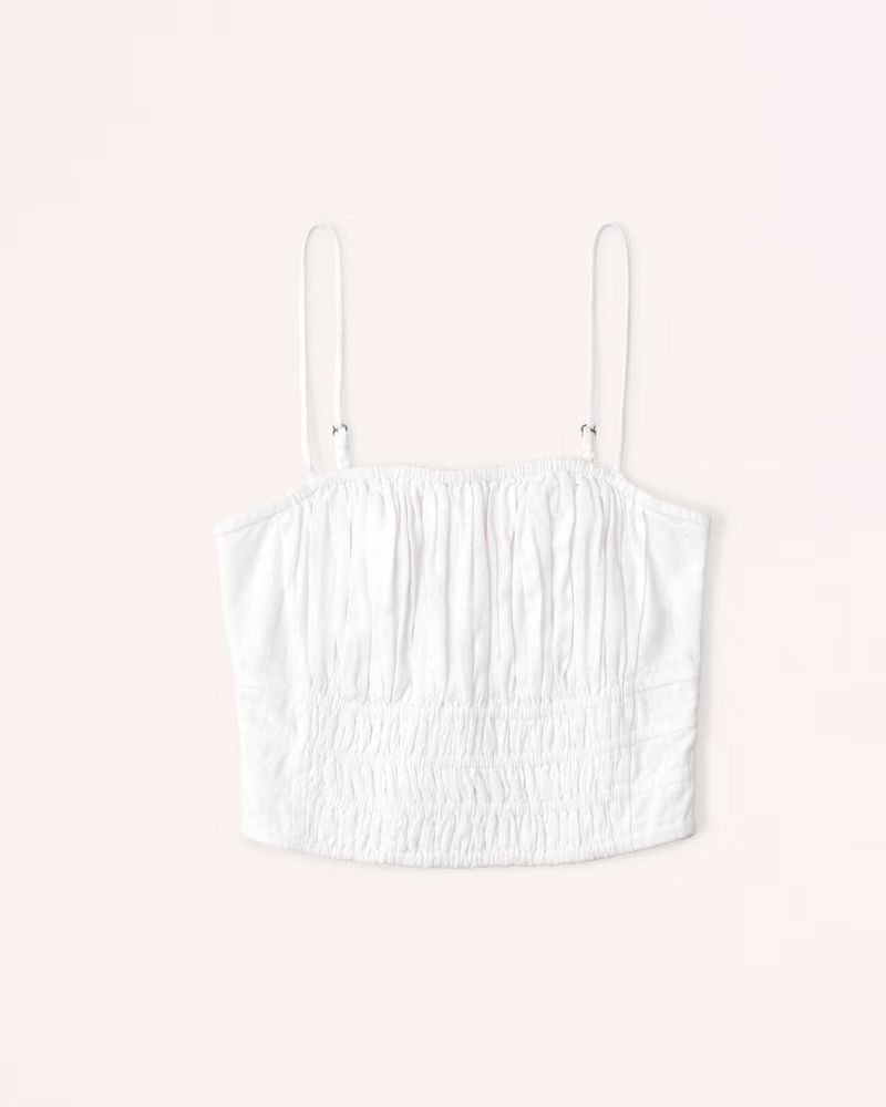 Linen-Blend Ruched Set Top | Abercrombie & Fitch (US)