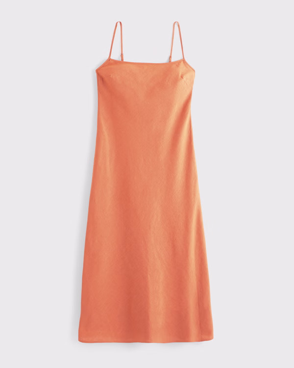 The A&F Julia Slip Linen-Blend Midi Dress | Abercrombie & Fitch (US)