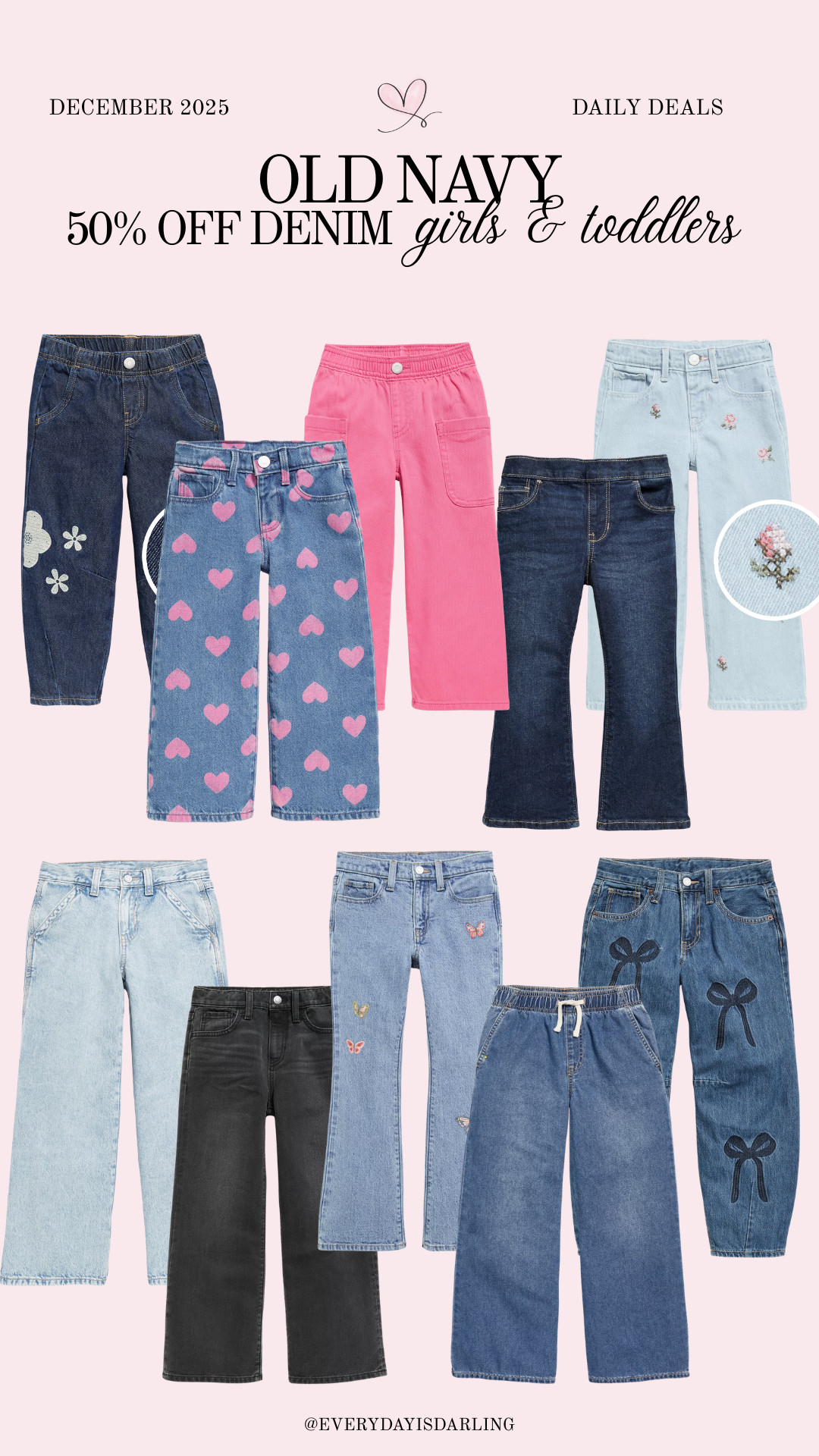 Today only, 50% off denim for the whole family at Old Navy! Lots of cute options for girls and toddlers! 

 #LTKSaleAlert #LTKKids