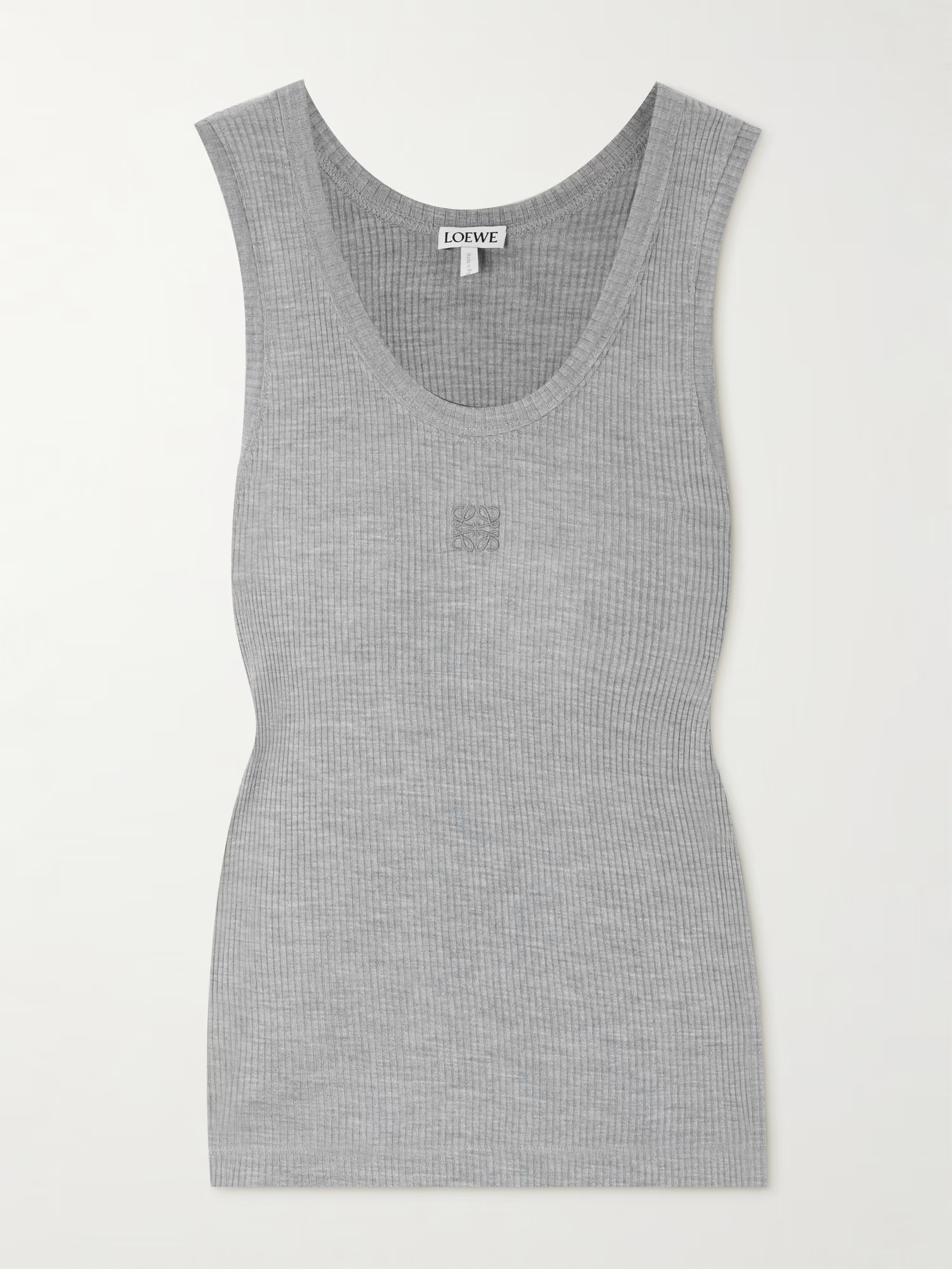 Anagram embroidered ribbed silk-jersey tank | NET-A-PORTER (US)