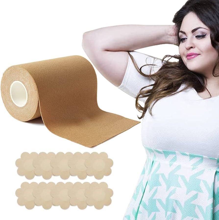 Boob Tape 4 inch Wide, Breast Lift Tape, Boobytape Plus for Lift Large Big Size and A to G Cup,Ad... | Amazon (US)