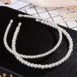 Aoxmas 2pcs Simple Design Pearl Headbands for Women Wedding Party Bridal Hair Hoop Elegant Hair H... | Amazon (US)