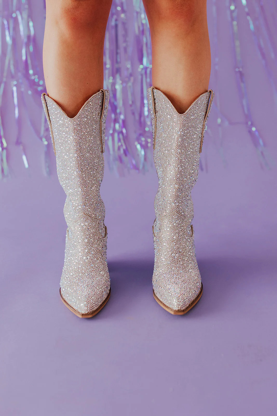 THE RHINESTONE BOOTS IN SILVER | Pink Desert