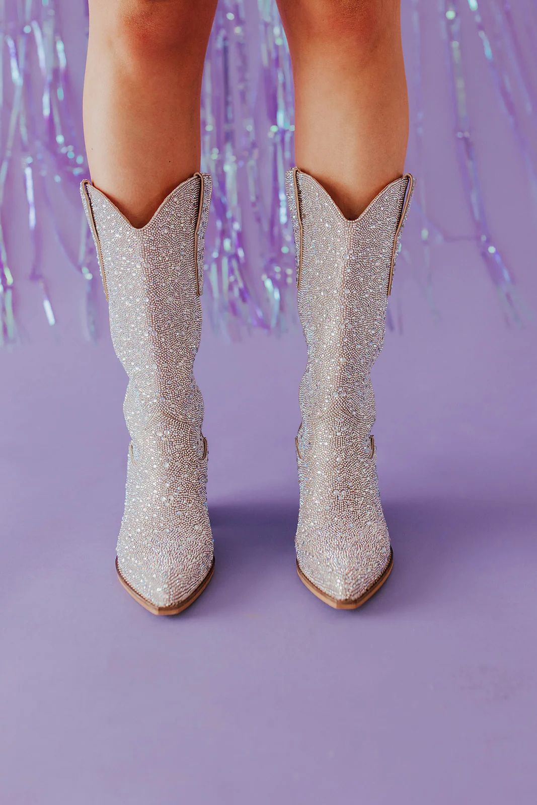 THE RHINESTONE BOOTS IN SILVER | Pink Desert