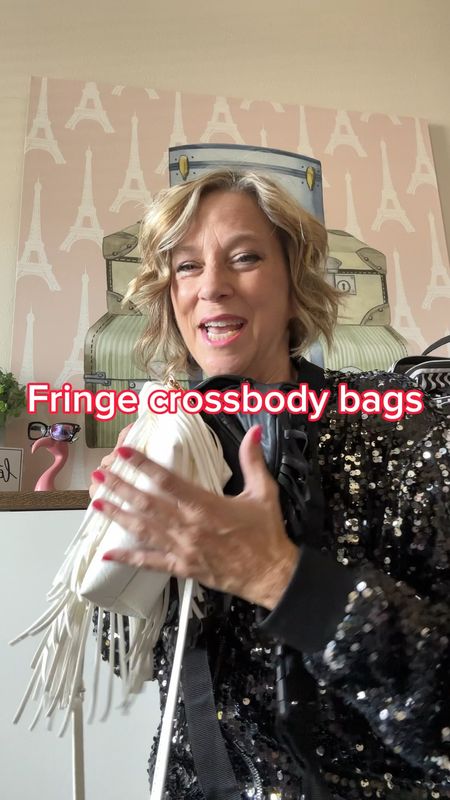 2 crossbody bags with fringe for a country western concert or Nashville girls trip. The fringe did not wrinkle in this white one and I can fit two glasses cases inside. The Fanny pack one feels as smooth as butter. Do not get the pink sequin jacket. The rest are great quality and lined! #crossbodybag #fringebags 

#LTKstyletip #LTKSeasonal #LTKparties