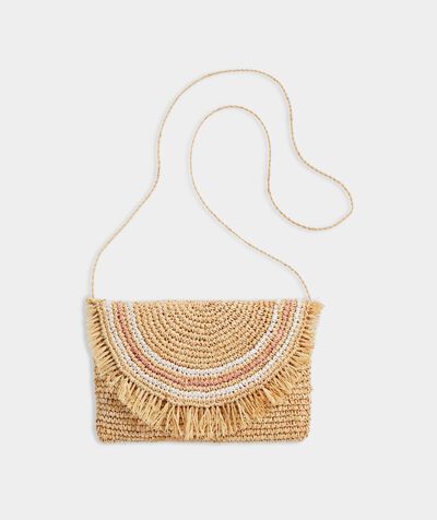 Crochet Straw Striped Clutch | vineyard vines