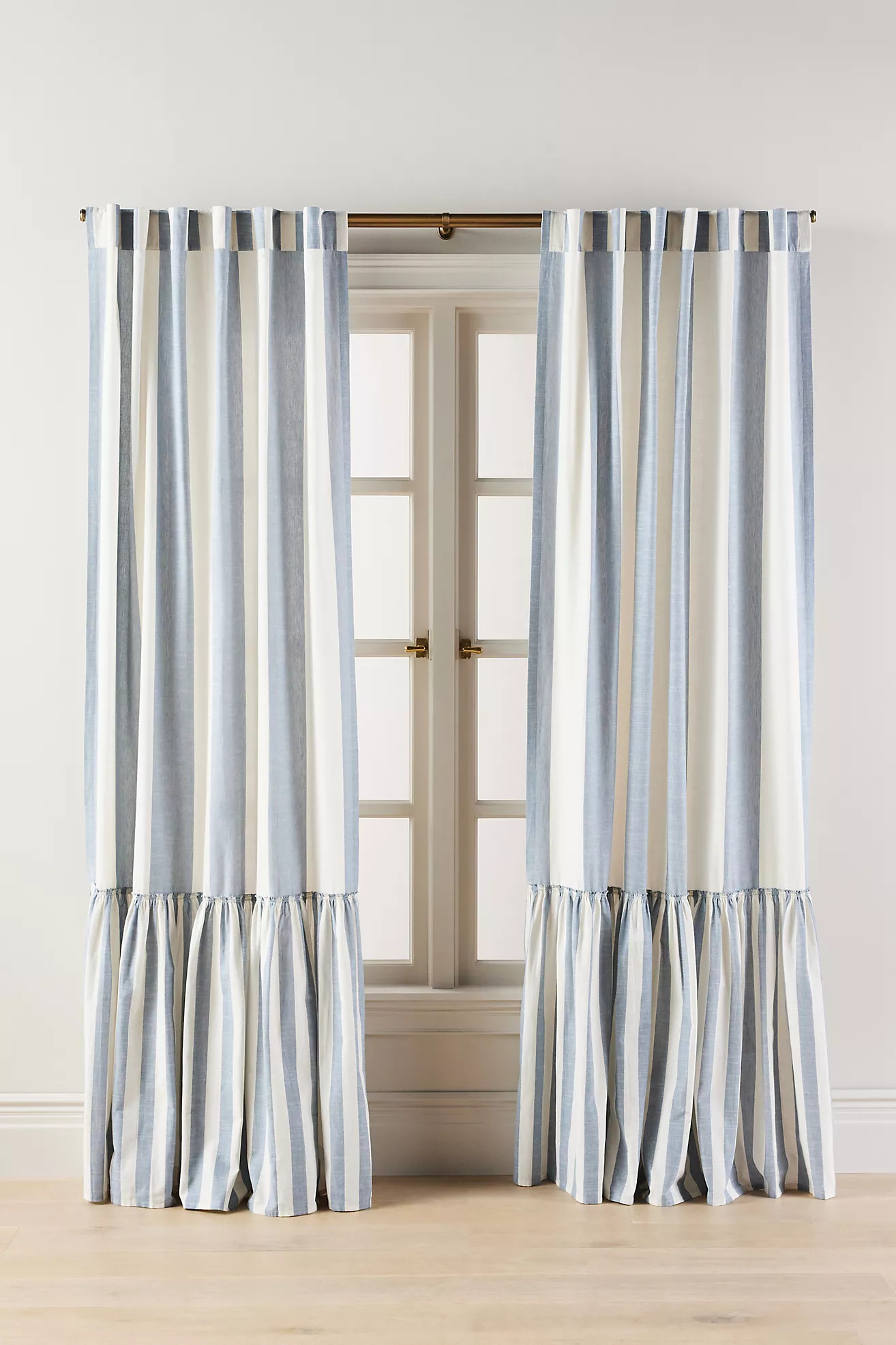 Peggy Cotton Ruffle Striped Curtain | Anthropologie (US)