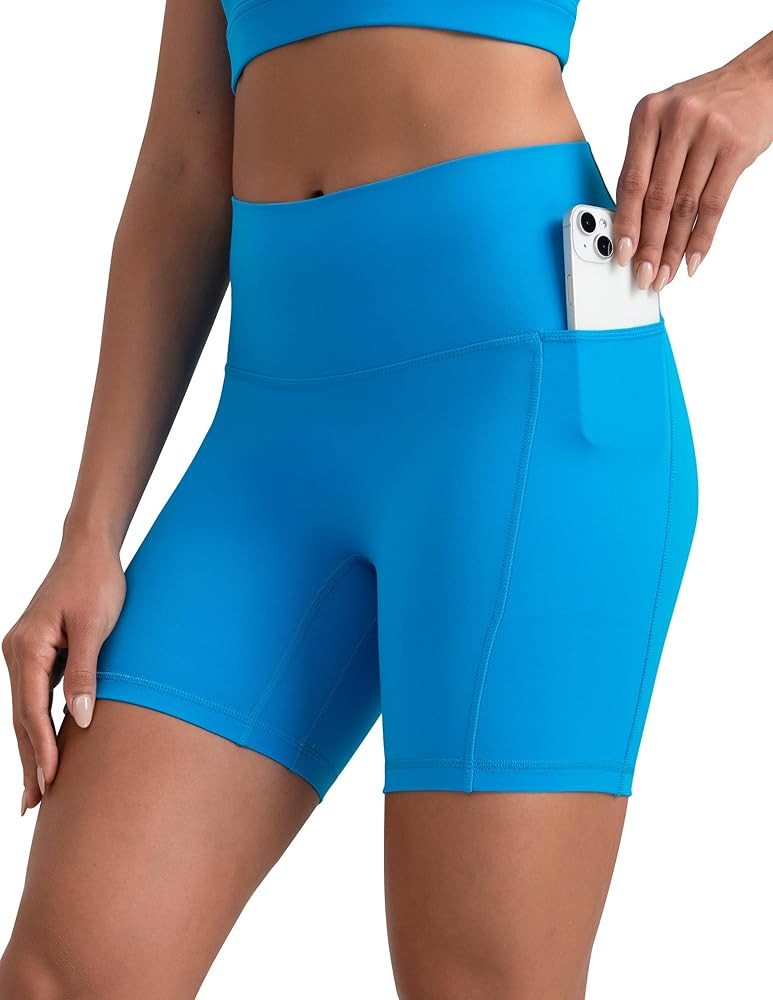Colorfulkoala Dreamlux No Front Seam High Waist Biker Shorts with Pockets for Women 6" Inseam Tum... | Amazon (US)