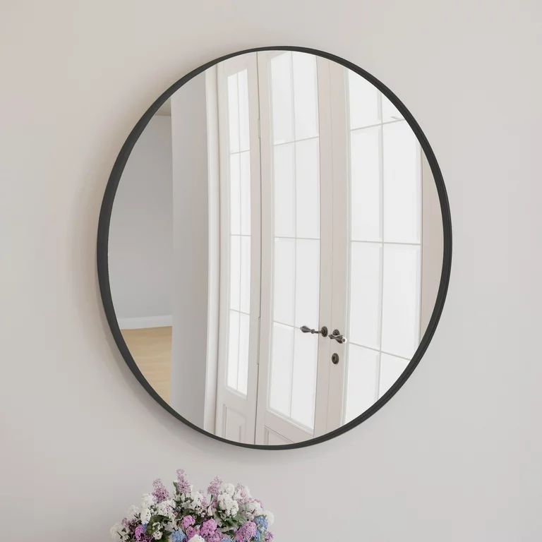 Kenna Round Wall Accent Mirror – 36-Inch, Modern Metal Framed – Living Room, Bedroom, Bathroo... | Walmart (US)