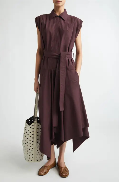 Proenza Schouler Adinna Pleated Cotton Shirtdress in Aubergine at Nordstrom, Size 12 | Nordstrom