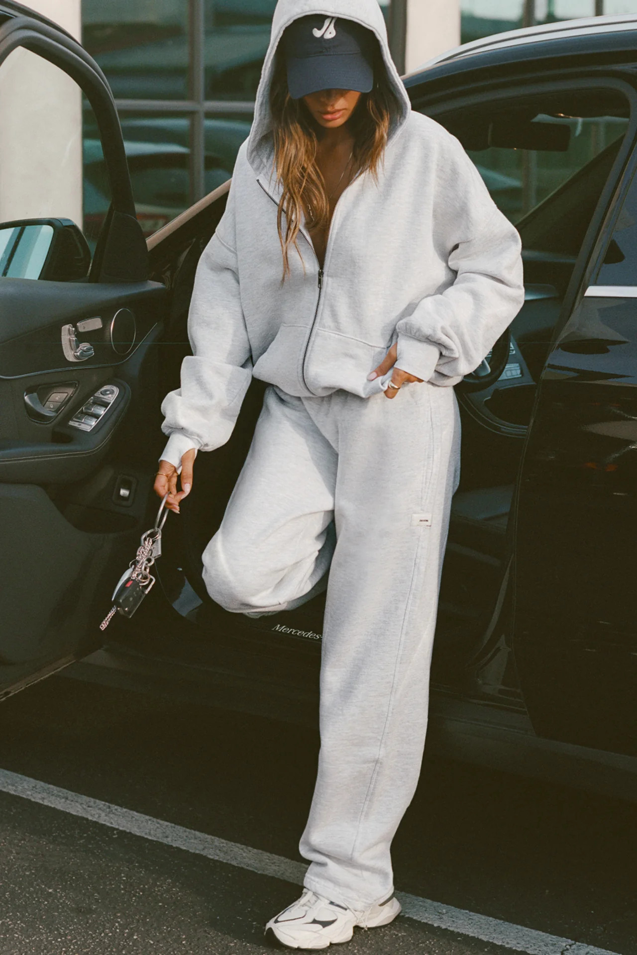 Oversized Zip Hoodie - Pearl Grey French Terry | Joah Brown
