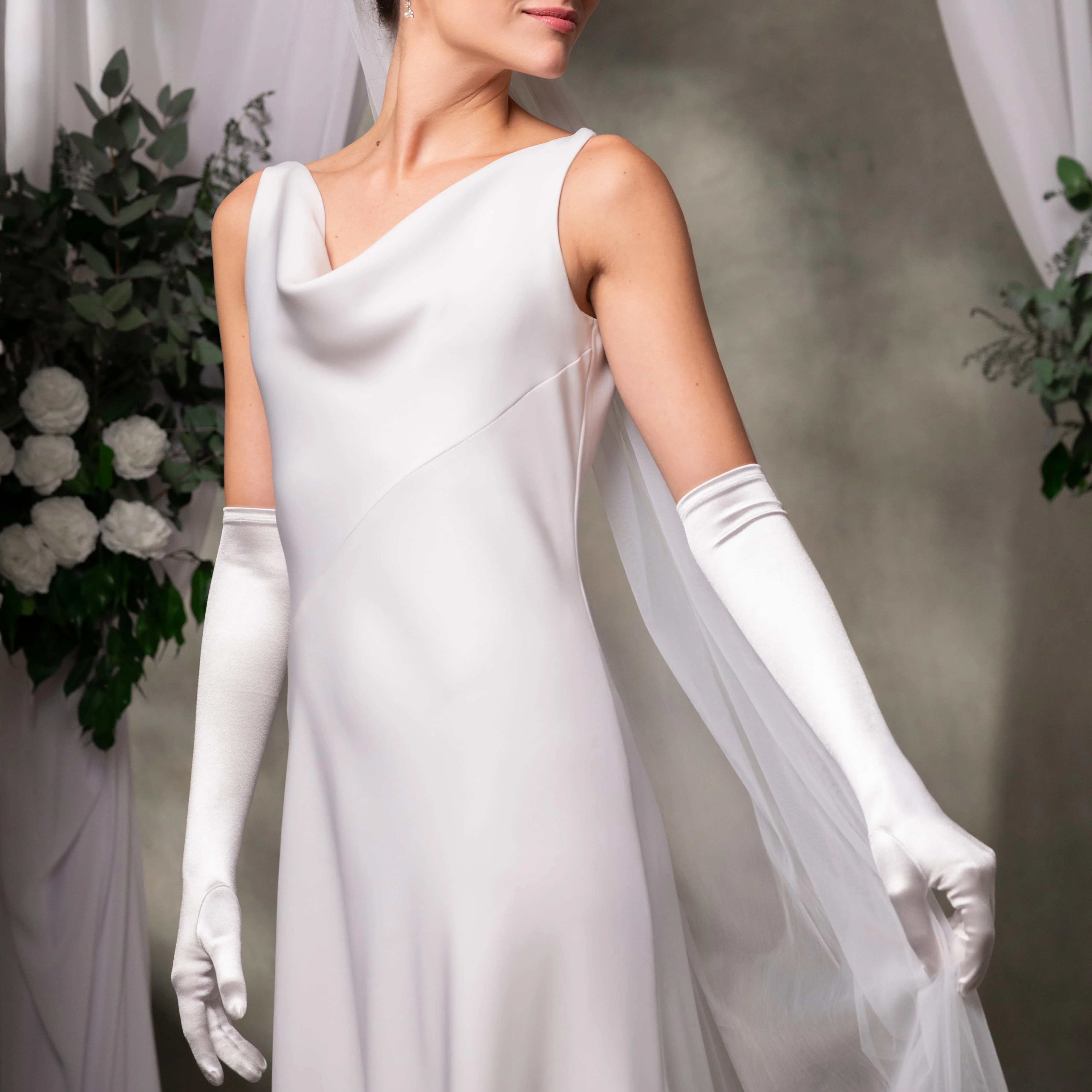 Cora | Bridal Satin Opera Glove | Cornelia James
