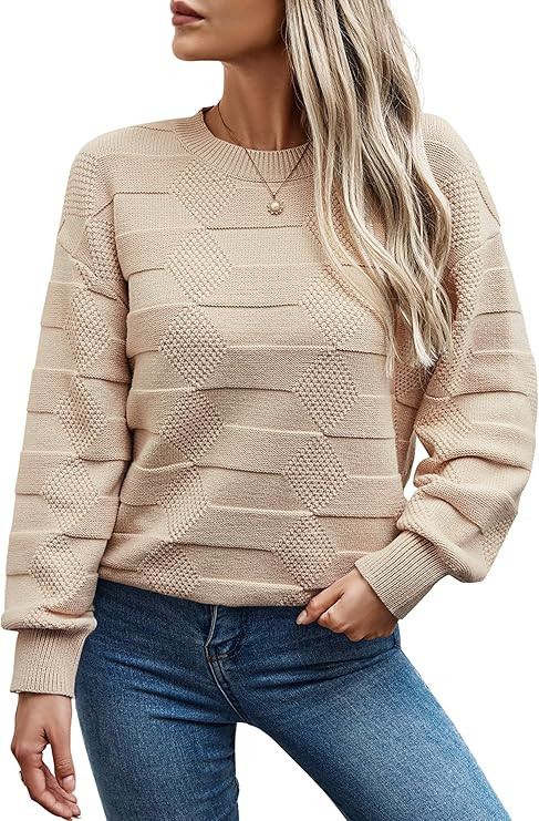 CCTOO Womens Striped Pullover Sweaters: Casual Color Block Crew Neck Long Sleeve Crochet Hollow O... | Amazon (US)