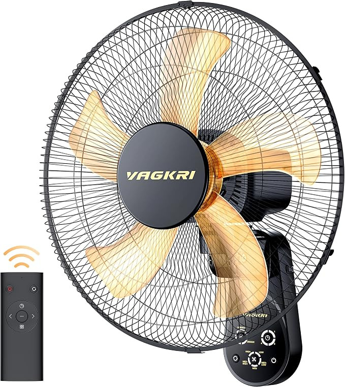 VAGKRI Wall Mount Fan, 16 Inch Wall Fans with 5 Blades, 5 Speeds, 8 Hour Timer, 90° Oscillating ... | Amazon (US)