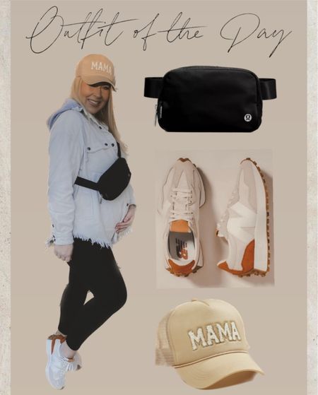 Todays Outfit 🤎
.
.
.
.
#thebump #styledbump #maternity #mama #alrardstate #athleisure #newbalance #womenssneakers #womensstyle #busymom #baseballhat #shacket #lululemon #beltbag #lululemonbag #materniteggings #neutralsneakers #maternitystyle #pregnant #pregnancy 

#LTKunder100 #LTKbump #LTKstyletip