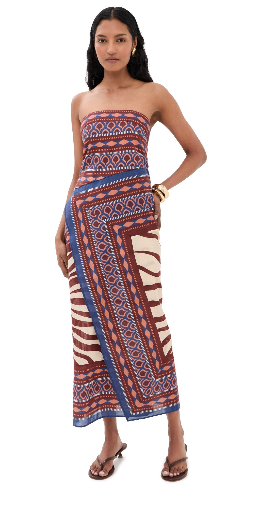 Johanna Ortiz Paraiso Agreste Ankle Dress Ecru/Blue 12 | Shopbop