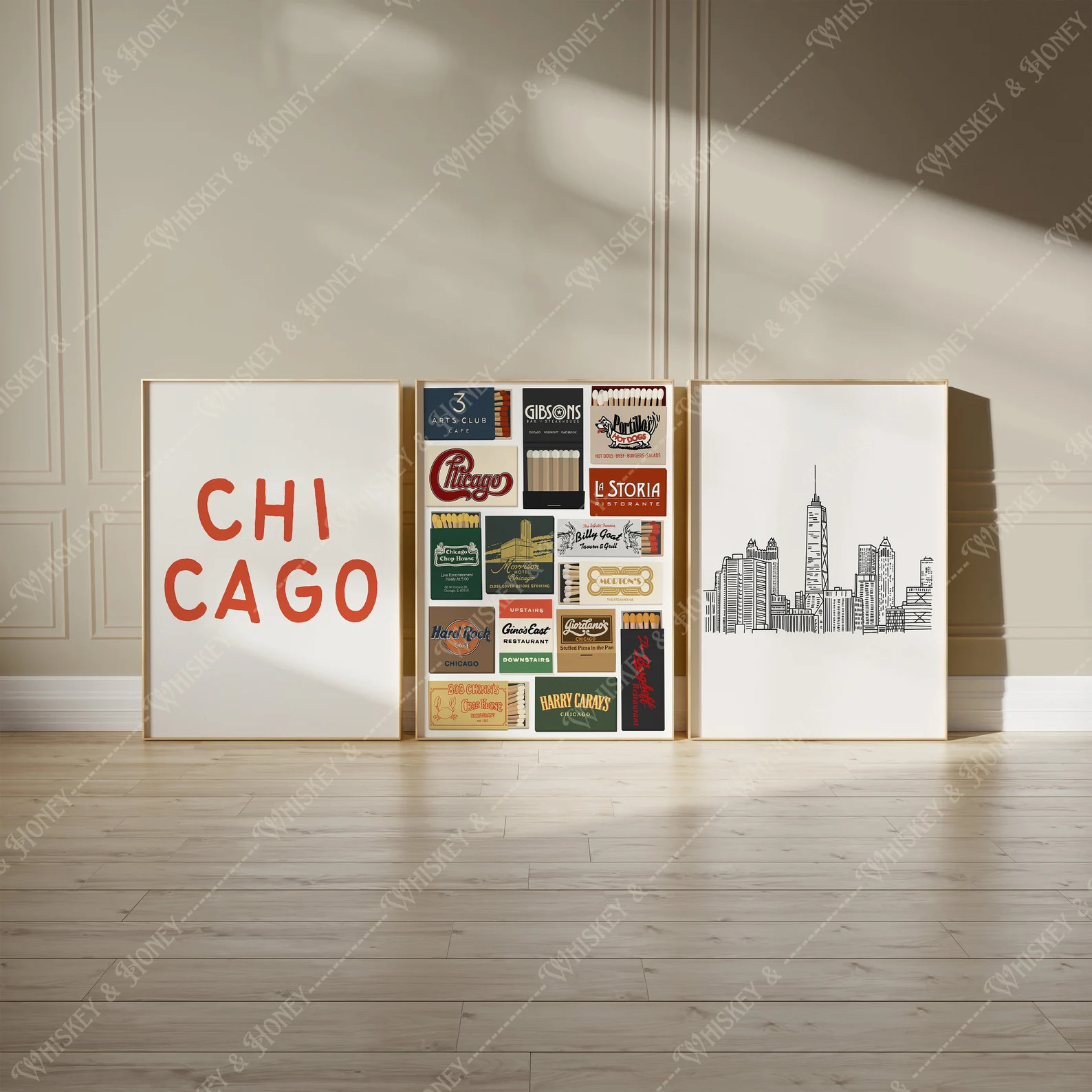 Digital Download | Chicago Art Prints | 3 Prints | Chicago Skyline Posters | Bar Cart Art | Chica... | Etsy (US)