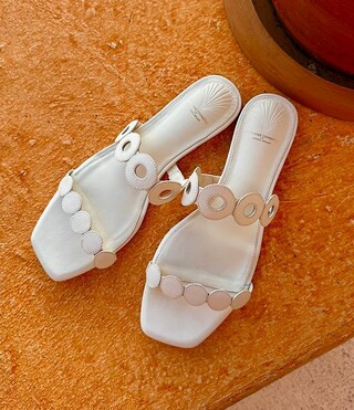 Antonio Melani x Stephanie Covington Aida Leather Double Band Disk Flat Sandals | Dillard's | Dillard's
