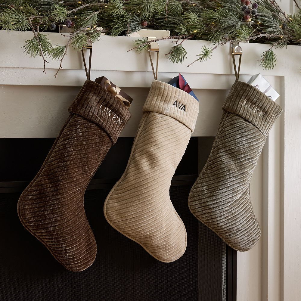 Corded Bias Velvet Stocking, Sand | West Elm (US)