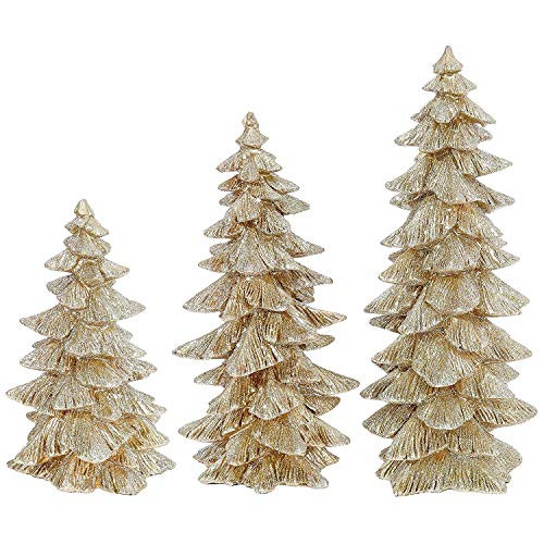 Raz Set of 3 Champagne Gold Glittered Christmas Trees- 6.5 inches to 9.5 inches Tall | Amazon (US)
