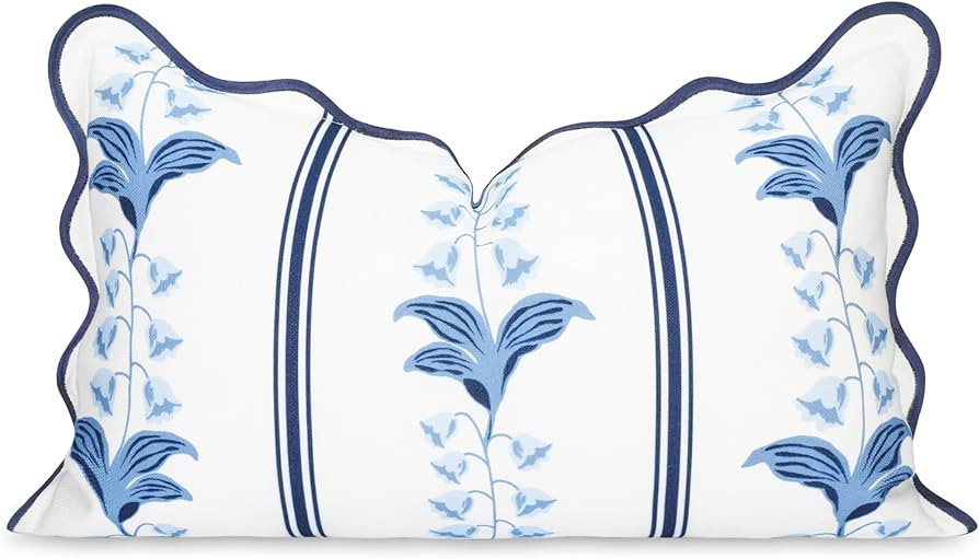 Hofdeco Premium Coastal Hampton Patio Indoor Outdoor Lumbar Pillow Cover Only, 12"x20" Water Repe... | Amazon (US)
