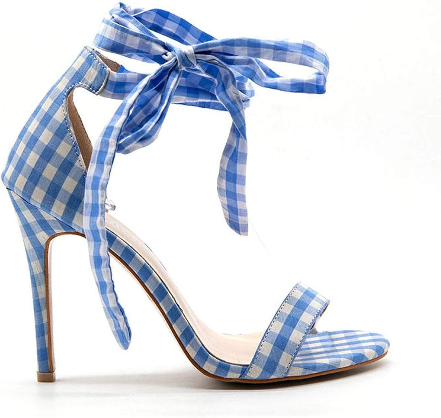 Classic Sandals Women Scottish Plaid High Heels Women Pumps Cross-Tied Ankle Strap | Amazon (US)