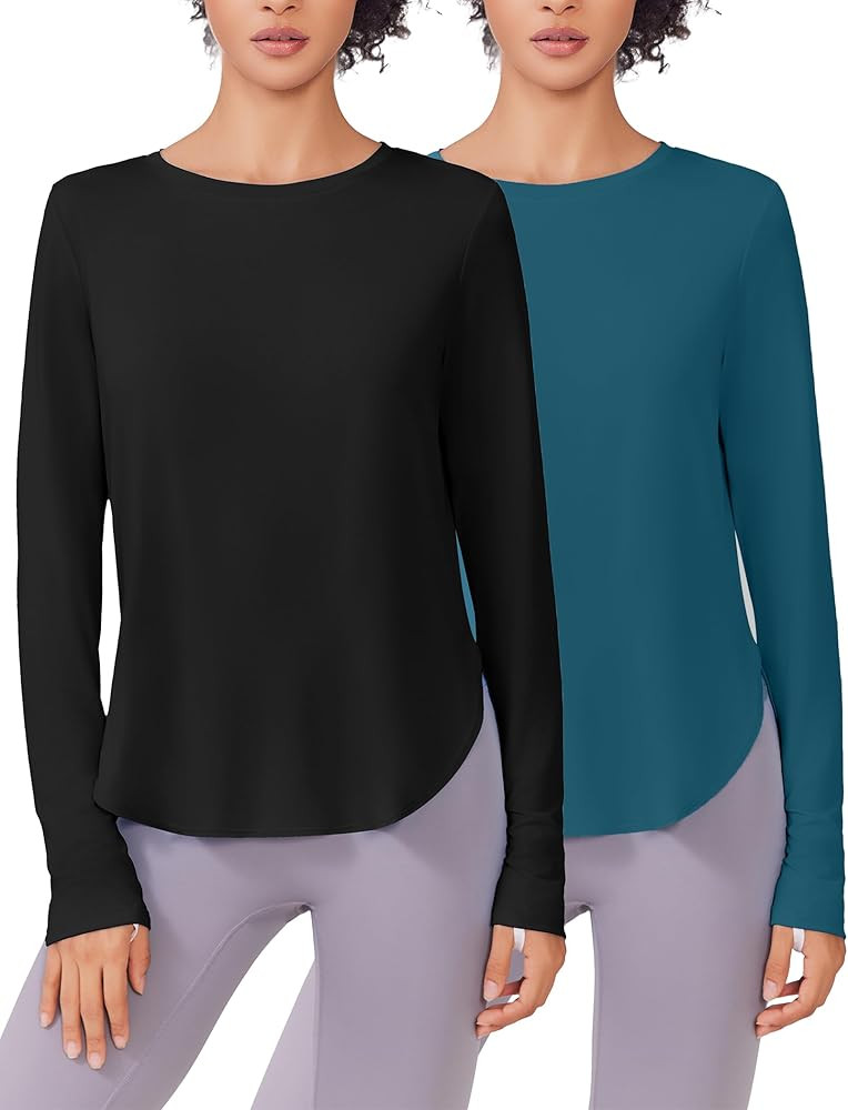 PINSPARK 2 Pack Long Sleeve Shirts for Women UV Protection Soft Workout Tops Quick Dry Lightweigh... | Amazon (US)
