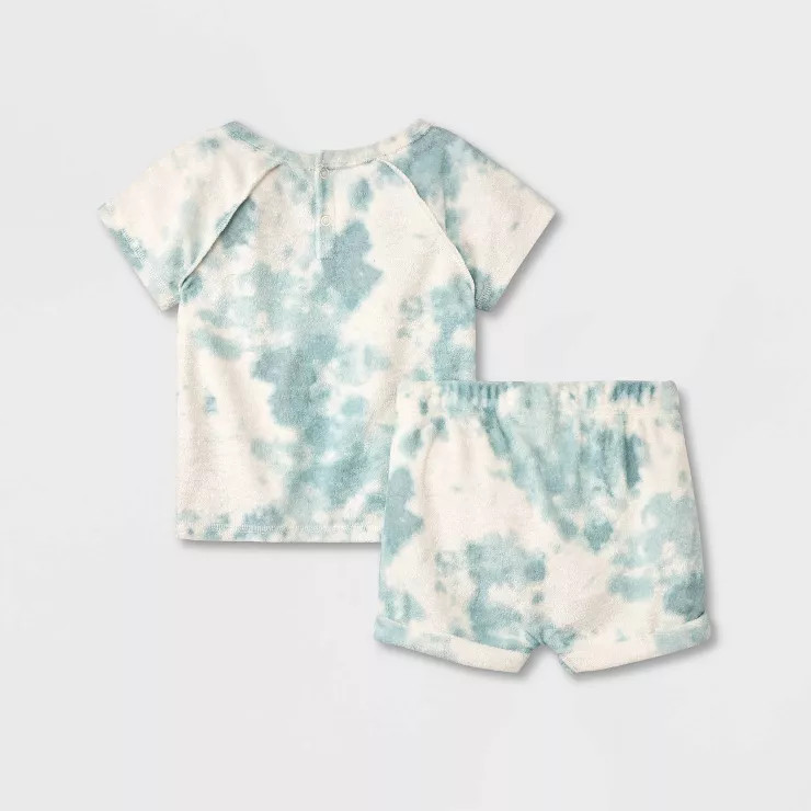 Grayson Collective Baby Tie-Dye Terry Top & Shorts Set - Blue | Target