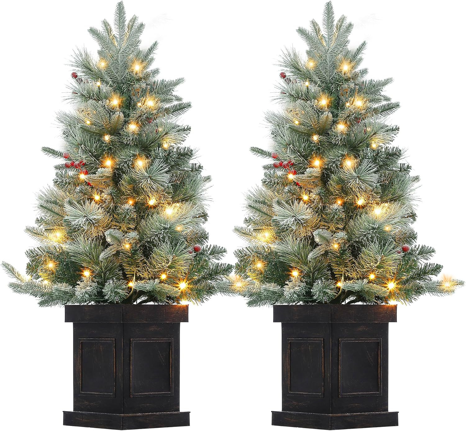 GAOMON 2Set 3FT Prelit Christmas Tree, Artificial Tree with Vintage Base | Amazon (US)