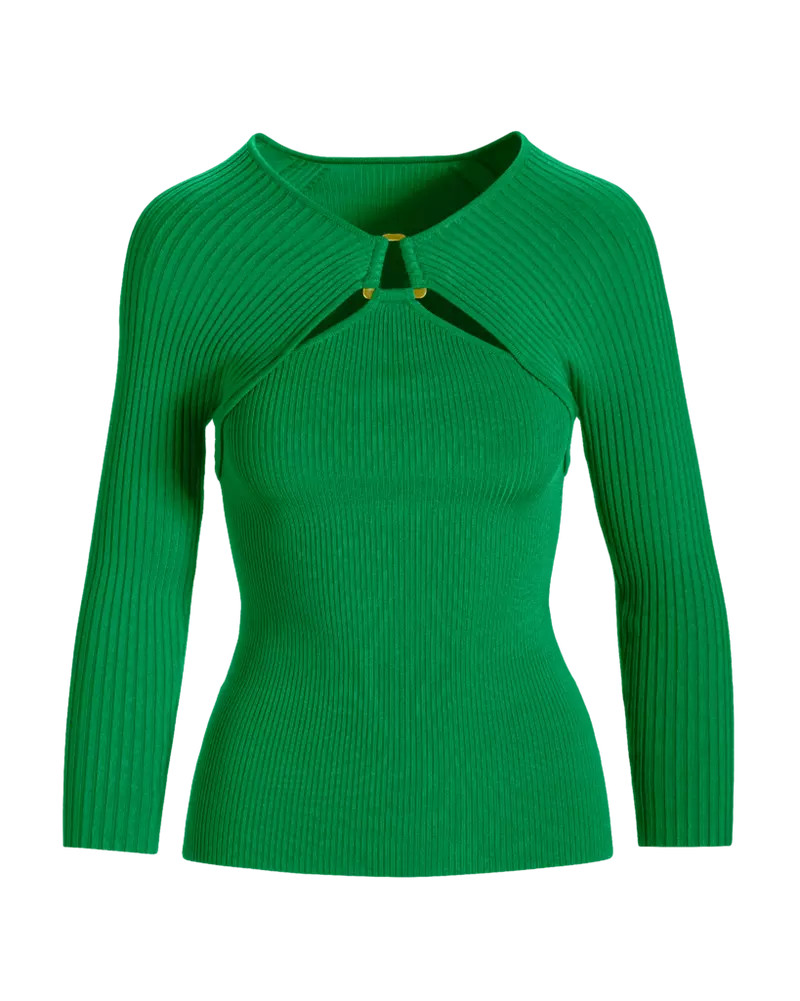 Hardware Cut Out Sweater - Monaco Green | Boston Proper | Boston Proper