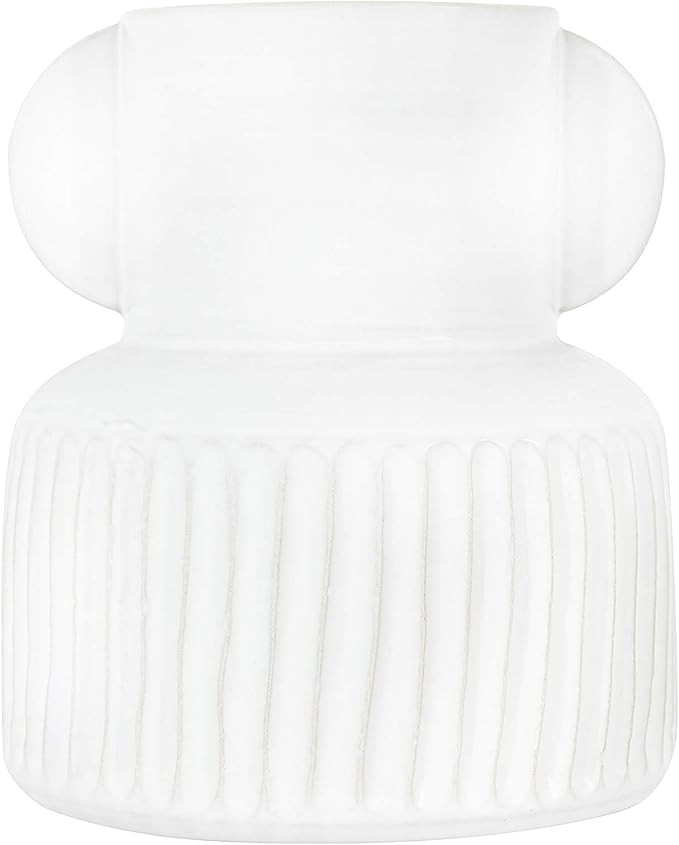 Creative Co-Op Large White Pleated Stoneware Vertical Handles Vases | Amazon (US)