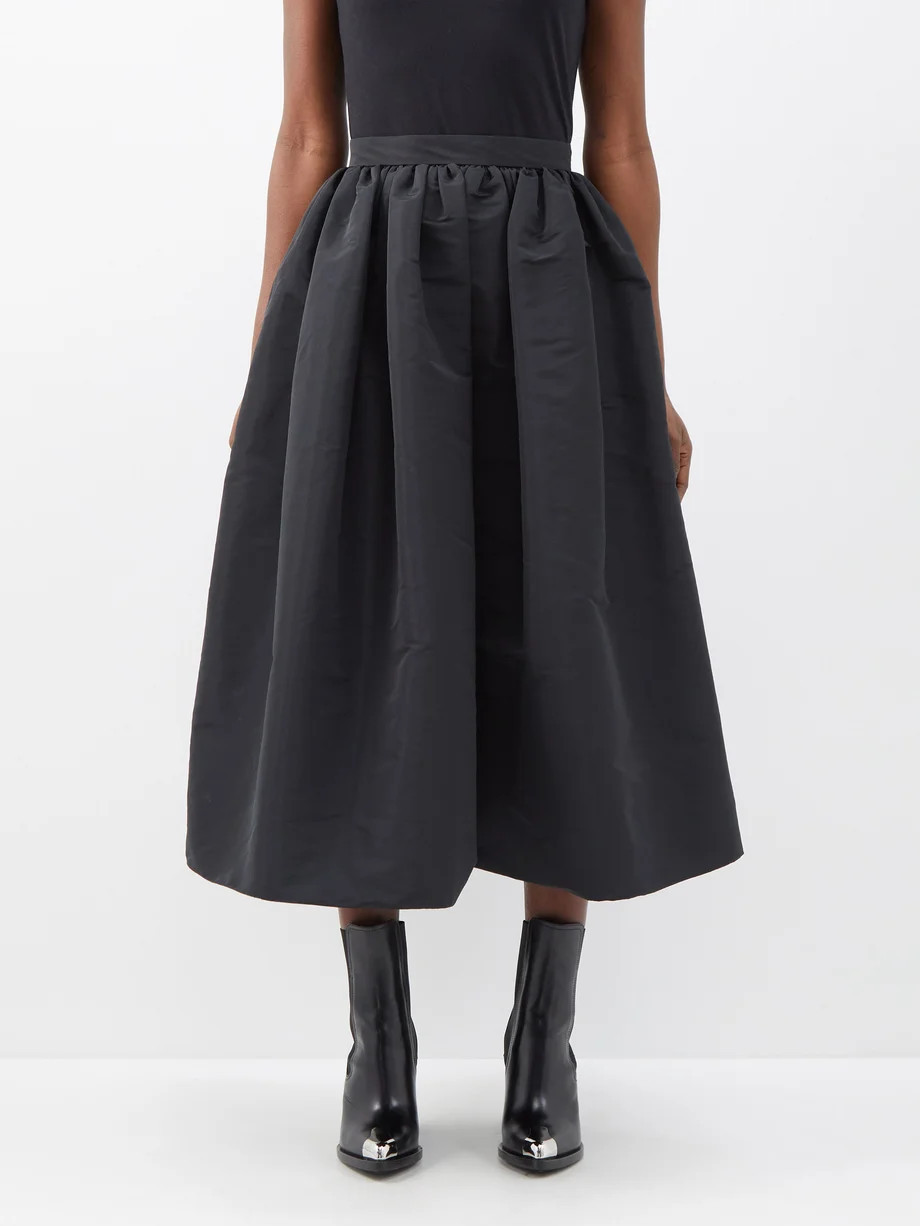 Pleated-waist faille midi skirt | Matches (UK)