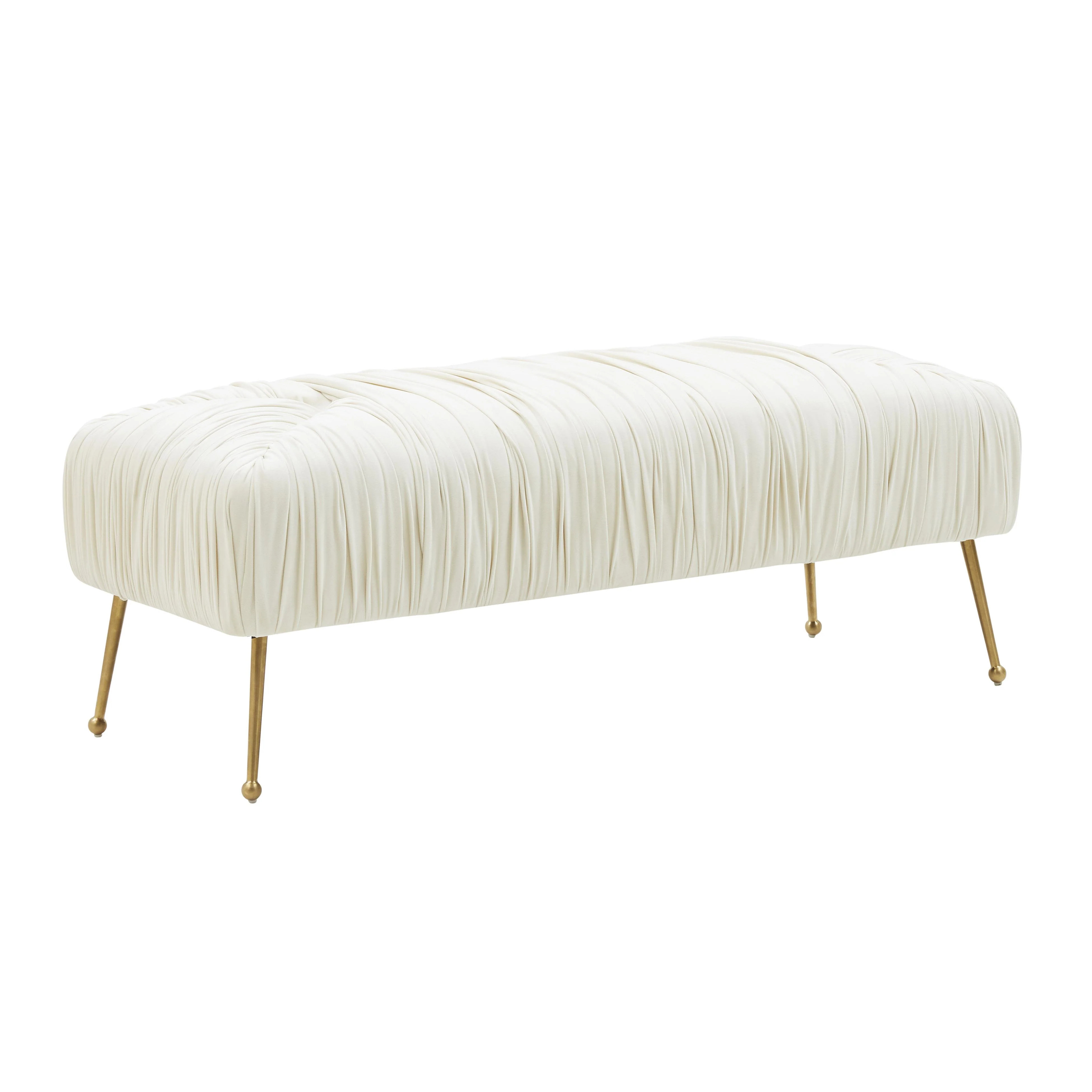 Jessica Cream Velvet Bench by Inspire Me! Home Decor | TOV Furniture