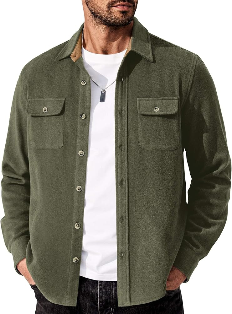 COOFANDY Men's Flannel Shirts Long Sleeve Cotton Plaid Shirt Jacket Casual Button Down Shirt with... | Amazon (US)