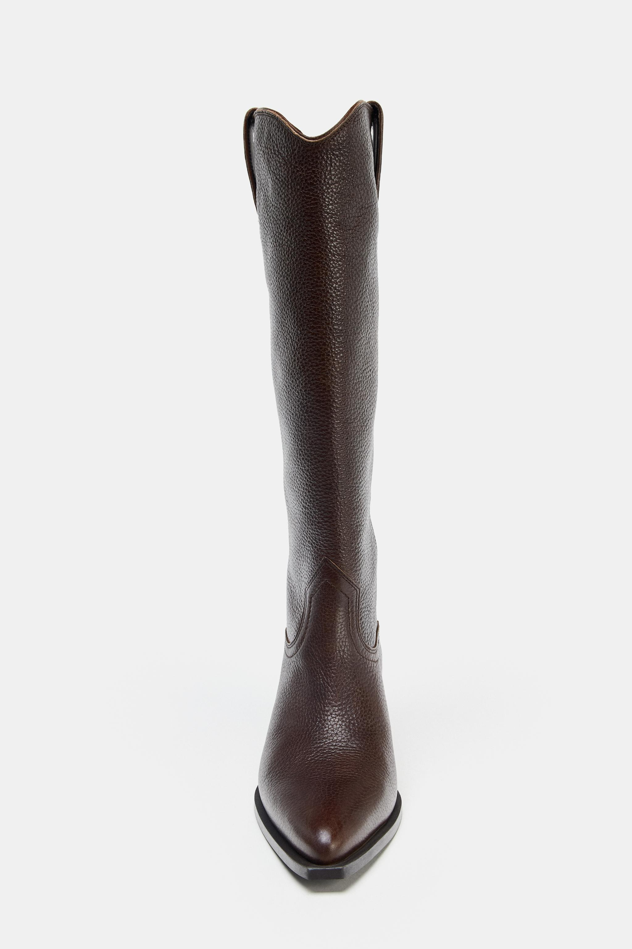 LEATHER HIGH BOOTS | Zara US