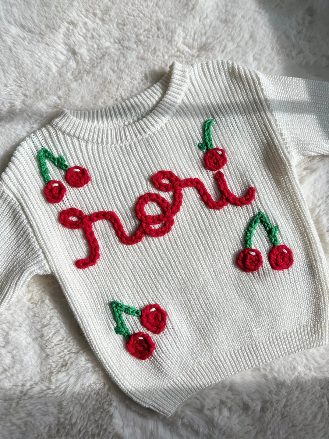 Oversized knit hand embroidered toddler baby summer spring fruit sweater custom personalized Keep... | Etsy (US)