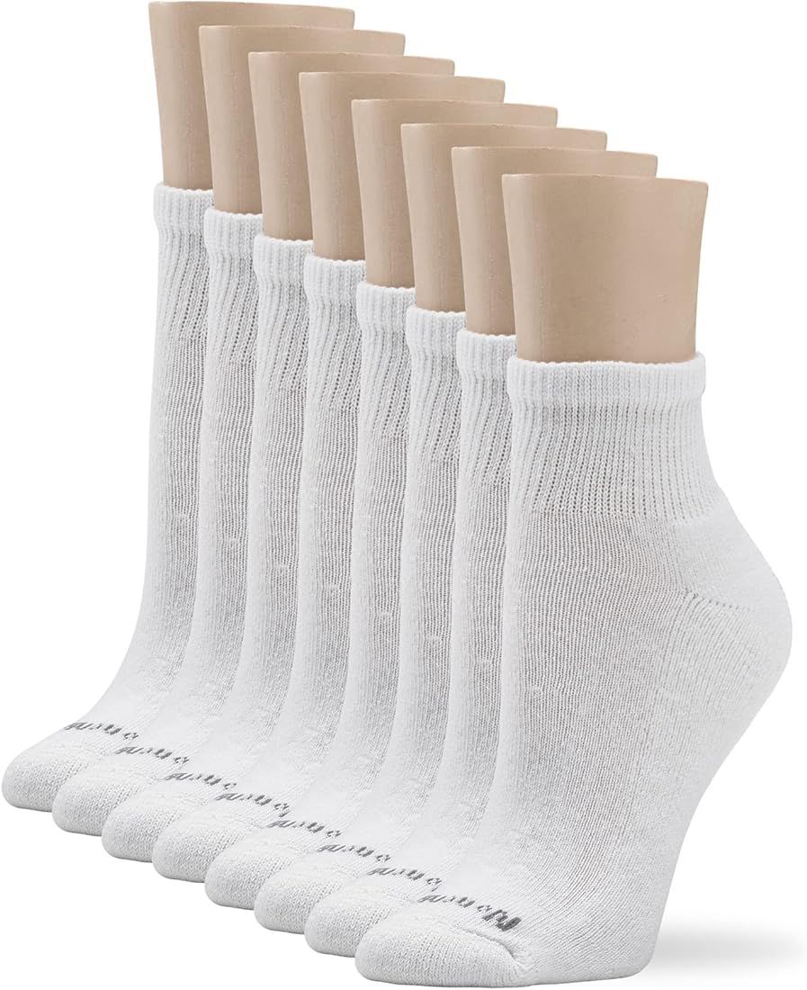 No nonsense womens Cushion Quarter Top 8 Pair Pack Liner Socks, White, One Size US | Amazon (US)