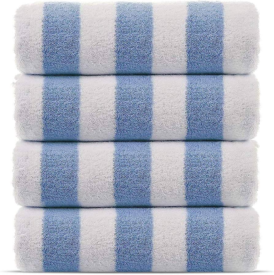 Chakir Turkish Linens Premium Quality 100% Cotton Turkish Cabana Thick Stripe Pool Beach Towels 4... | Amazon (US)