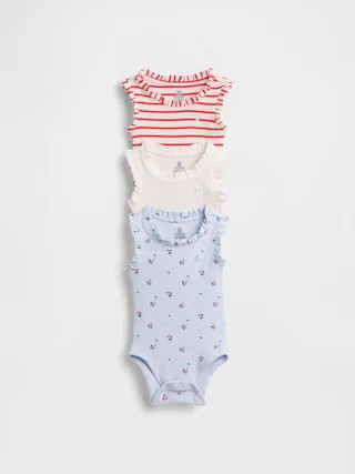 Baby First Favorites TinyRib Ruffle Tank Bodysuit (3-Pack) | Gap (US)