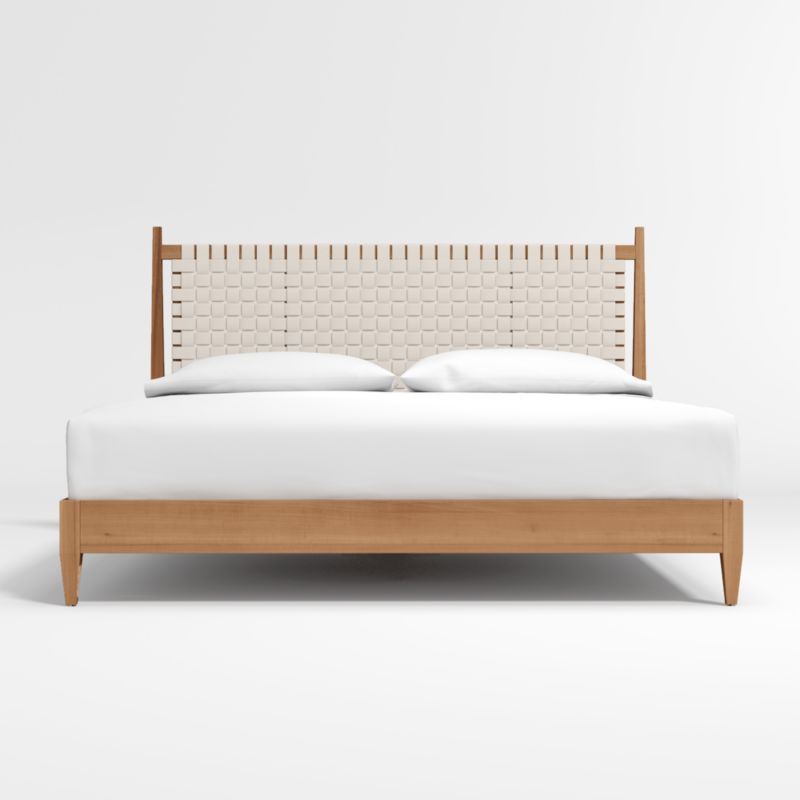Rio White Leather and Wood King Bed Frame + Reviews | Crate & Barrel | Crate & Barrel