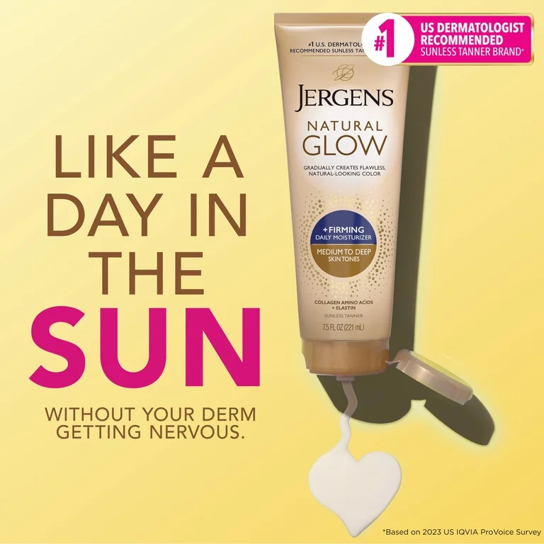 Jergens Natural Glow Firming Daily Moisturizer Medium to Tan Sunless Self Tanner Lotion, 7.5 fl o... | Walmart (US)