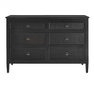 Home Decorators Collection Marsden Black 6-Drawer Cane Dresser (54 in W. X 36 in H.) 05614-02 (Ep... | The Home Depot